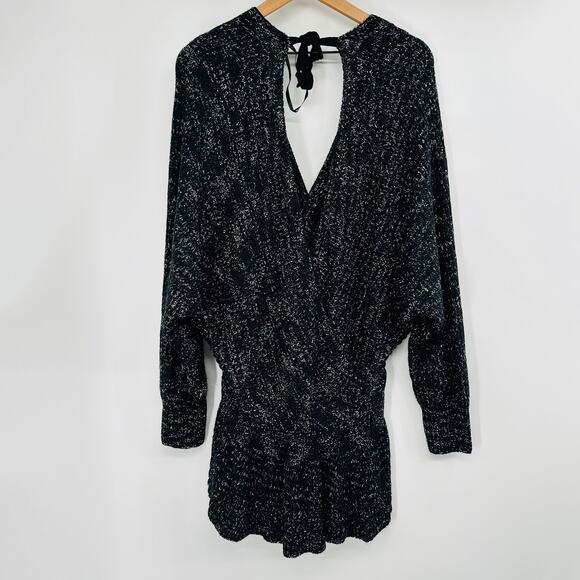 NWT City Chic Western Jumper Sweater Marled Knit Wrap Peplum in Black Size 20 - Picture 3 of 10